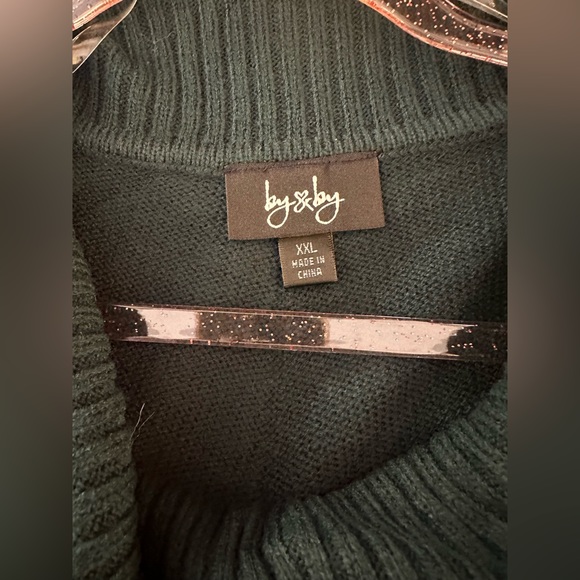 by&by Long Sleeve Sweater Dress - Green Chevron - Picture 9 of 11